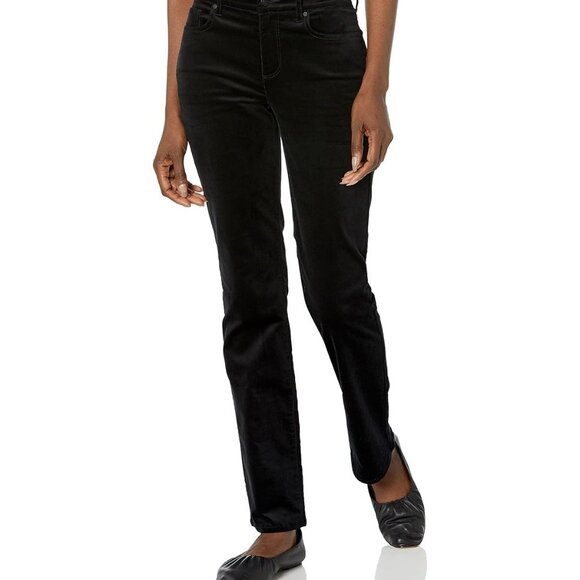 NWT NYDJ Women's Marilyn Straight Leg Velvet Jeans Black Size